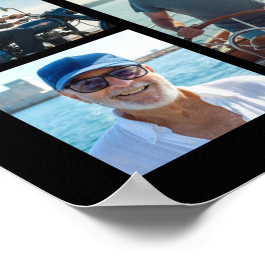 75e Verjaardag Zwart Goud 16 Foto Hoera voor Jaren Poster (Hoek)