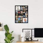 75e Verjaardag Zwart Goud 21 Foto Hoera voor Jaren Poster (Thuiskantoor)