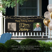 75e verjaardag zwart gouden string lichten retro f spandoek