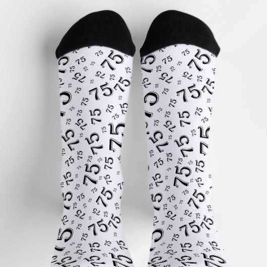 75e verjaardag zwart Random Number Pattern Sokken (Top)