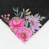 75e verjaardag zwart roze bloemenfleece deken (Hoek)