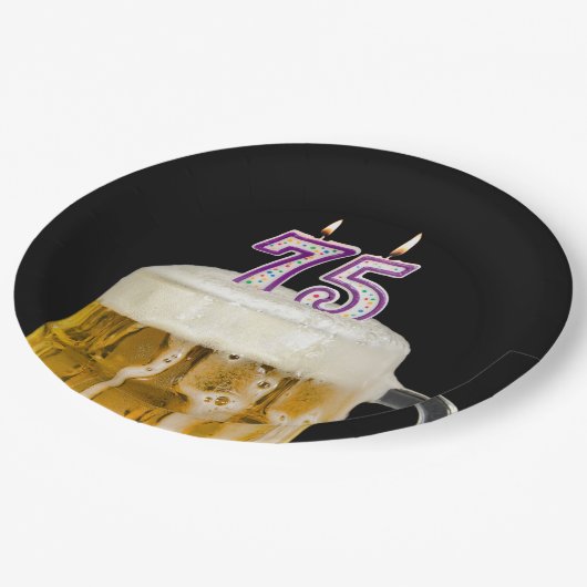 75e Verjaardagsbier op zwart Papier Bord (Gekanteld)