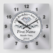 75e Verjaardagscadeau Ideeën voor een Man, of Vrou Vierkante Klok (Voorkant)