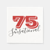 75e Verjaardagsfeest 75 & SENSATIONEEL Rood Modern Servet (Voorkant)