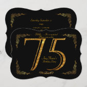 75e, Verjaardagsfeest 75e, grote Gatsby, zwart & g Kaart (Voorkant / Achterkant)