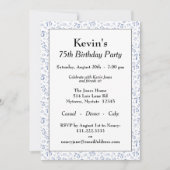75e Verjaardagsfeest Blauw en Wit Getal Patroon Kaart (Voorkant)