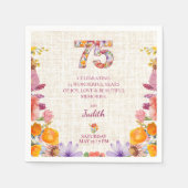 75e Verjaardagsfeest - Elegant Bloemnummer 75 Servet (Voorkant)