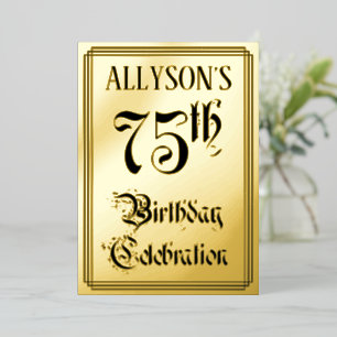 75e Verjaardagsfeest — Elegante Script + Aangepast Folie Uitnodiging