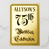 75e Verjaardagsfeest — Elegante Script + Aangepast Folie Uitnodiging (Voorkant)