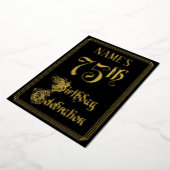 75e verjaardagsfeest — Fantasievol script & aangep Folie Uitnodiging (Gedraaid)