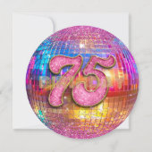 75e Verjaardagsfeest Goud Roze Glitter Disco Bal Kaart (Achterkant)
