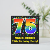 75e verjaardagsfeest: leuke muzieksymbolen, regenb kaart (Staand voorkant)