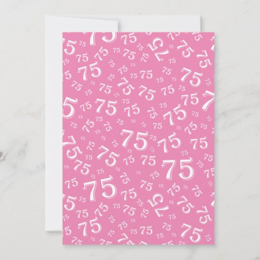 75e verjaardagsfeest Roze en wit cijferpatroon Kaart (Achterkant)