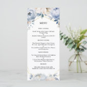75e verjaardagsfeest Stofblauwe Pioen Gouden Menu (Staand voorkant)