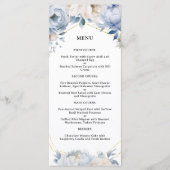 75e verjaardagsfeest Stofblauwe Pioen Gouden Menu (Voorkant)