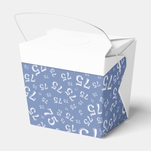 75e verjaardagsfeestje blauw/wit nummerpatroon bedankdoosjes (Achterkant)