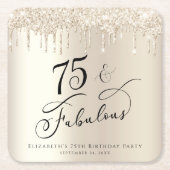 75e verjaardagsfeestje Glitter Gold Kartonnen Onderzetters (Voorkant)