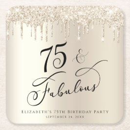 75e verjaardagsfeestje Glitter Gold Kartonnen Onderzetters
