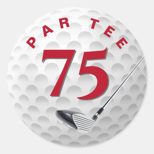75e verjaardagsfeestje golfbal ronde sticker (Voorkant)