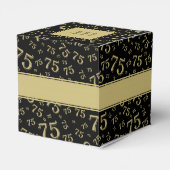 75e verjaardagsfeestje Goud/Zwart Nummerpatroon Bedankdoosjes (Achterkant)