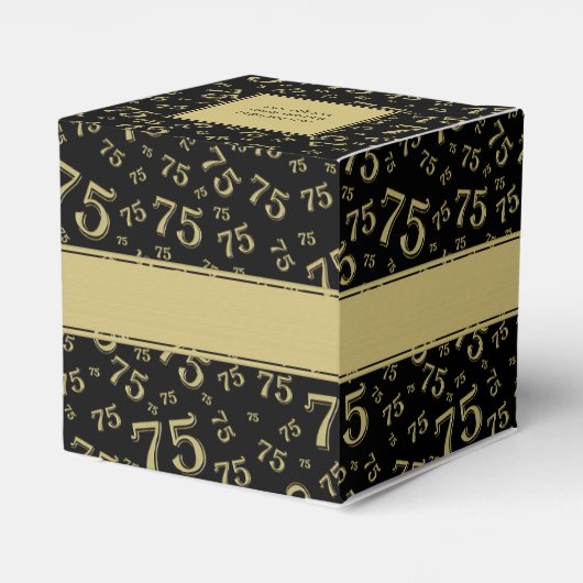 75e verjaardagsfeestje Goud/Zwart Nummerpatroon Bedankdoosjes (Achterkant)