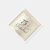 75e verjaardagsfeestje gouden glitter servet (Hoek)