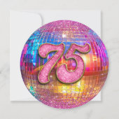 75e verjaardagsfeestje Gouden Roze Glitter Disco B Kaart (Achterkant)