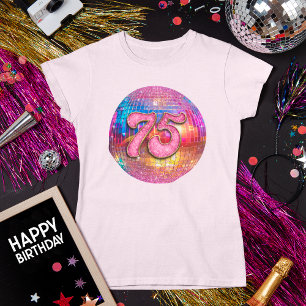 75e verjaardagsfeestje Gouden Roze Glitter Disco B T-shirt