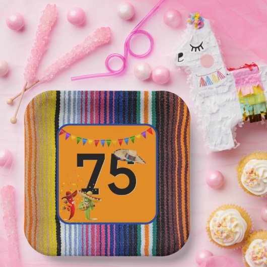 75e verjaardagsfeestje Mexicaans ontwerp Papieren Bordje (Feest)