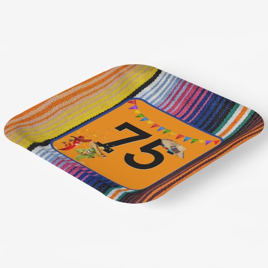 75e verjaardagsfeestje Mexicaans ontwerp Papieren Bordje (Gebogen)