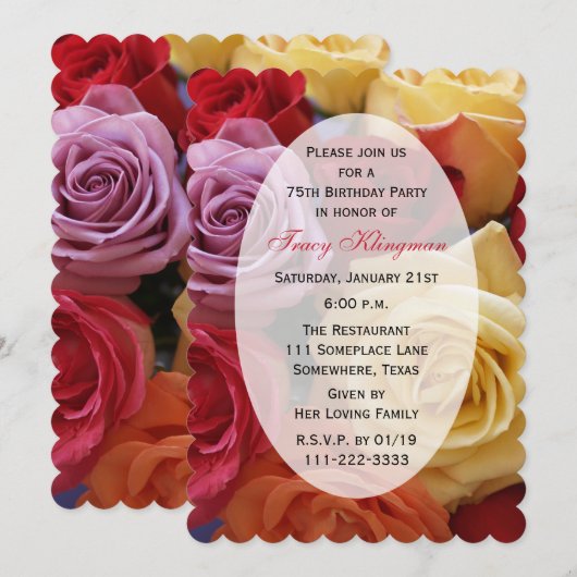 75e verjaardagsfeestje multi kleur Rozen Kaart (Voorkant / Achterkant)