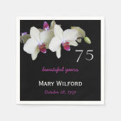 75e verjaardagsfeestje orchidee papieren servetten (Voorkant)