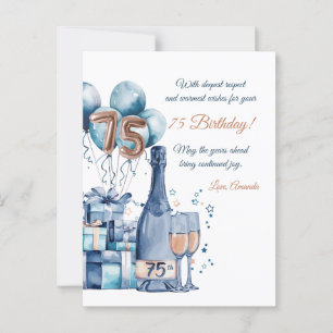 75e verjaardagskaart gepersonaliseerd voor mannen briefkaart