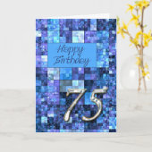 75e verjaardagskaart met abstracte vierkantjes. kaart (Gele Bloem)