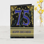 75e verjaardagskaart met goud en bubbels kaart (Gele Bloem)