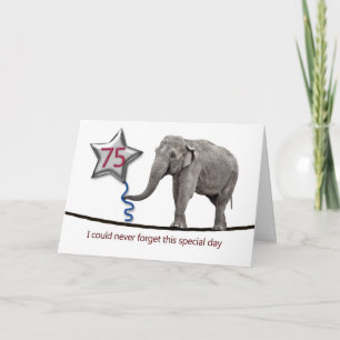 75e verjaardagskaart met koorddansende olifant kaart
