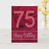 75e verjaardagskaart met rozen en bladeren kaart (Gele Bloem)