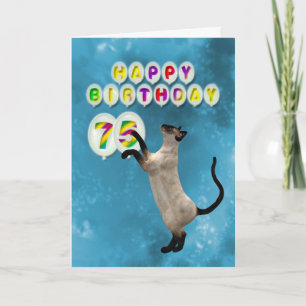 75e verjaardagskaart met Siamese katten Kaart