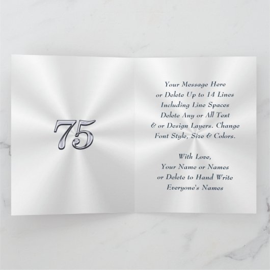 75e Verjaardagskaarten voor Haar, Mam, Vrouw, Zust Kaart (Binnen)