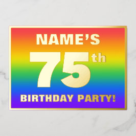 75e verluisterfeest: Leuke, Kleurrijke Regenboog P Folie Uitnodiging