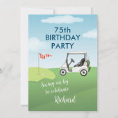 75e verpartij mannen golf thema feest kaart (Achterkant)