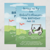 75e verpartij mannen golf thema feest kaart (Voorkant / Achterkant)