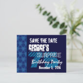 75e Verrassing Verjaardag Save the Date Blue Patte Aankondigingskaart (Staand voorkant)