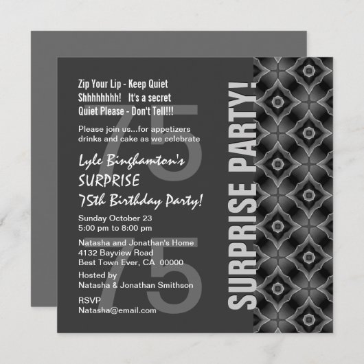 75e verrassingsdag grijs en wit Q134N Kaart (Voorkant / Achterkant)