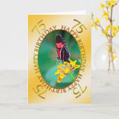 75e vlinder en bloem verjaardagskaart kaart (Gele Bloem)