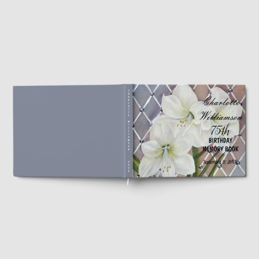 75e White Amaryllis Floral Birthday Memory Gastenboek (Volledig)