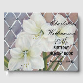 75e White Amaryllis Floral Birthday Memory Gastenboek (Voorkant)