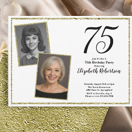 75ste aangepaste foto wit en goud kaart