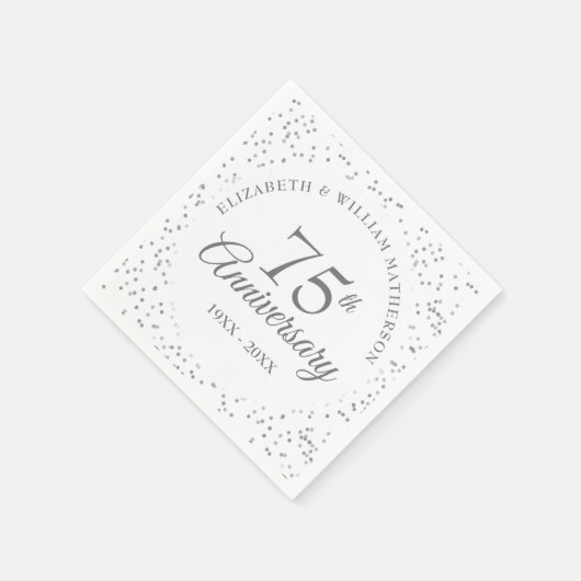 75ste huwelijksjubileumconfetti servet (Hoek)