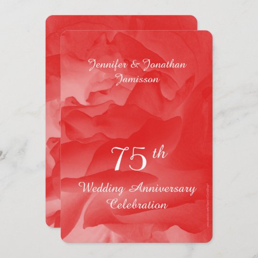 75ste huwelijksjubileumfeest, koraalroze roos kaart (Voorkant / Achterkant)